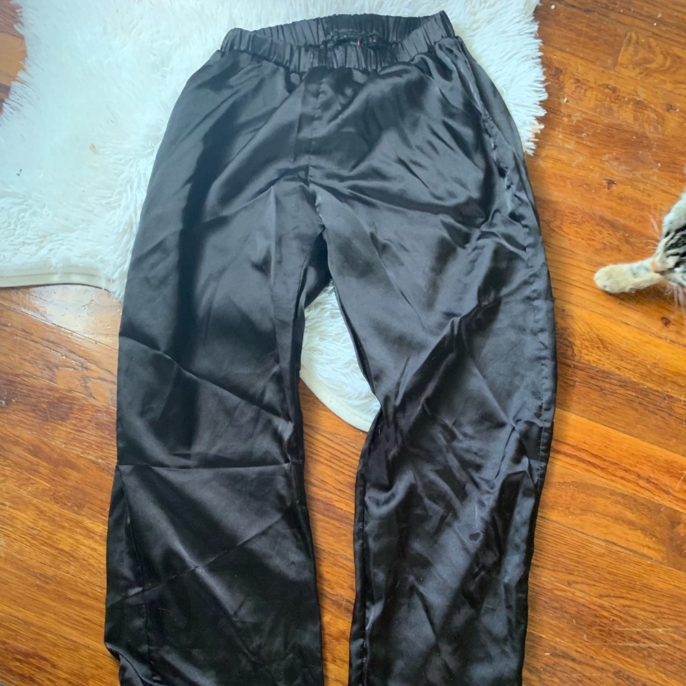 black silk pajama pants
